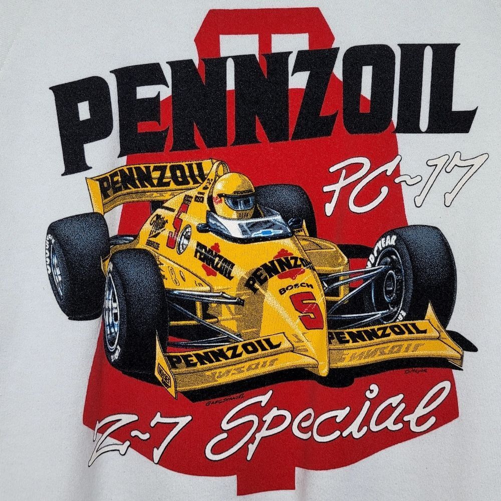 Vintage 80s Pennzoil Motorsport Rick Mears Racing Sweatshirt Size XL - Picture 3 of 15